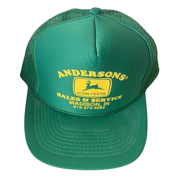 Vintage John Deere Hat SnapBack Mesh Trucker Andersons Sales Madison Indiana